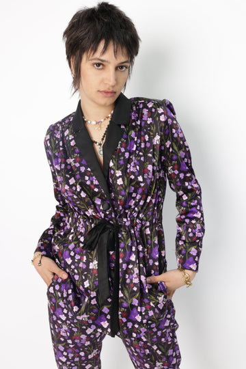 Campania Tying Jacket - Purple Flowers - Lara Rosnovsky